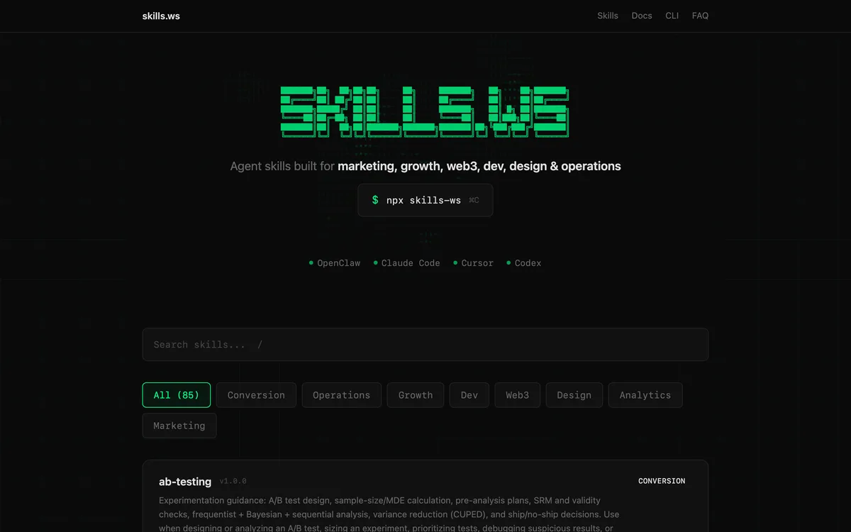 Skills.ws screenshot